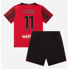 AC Milan Christian Pulisic #11 Domaci Dres za Dječji 2023-24 Kratak Rukavima (+ kratke hlače)